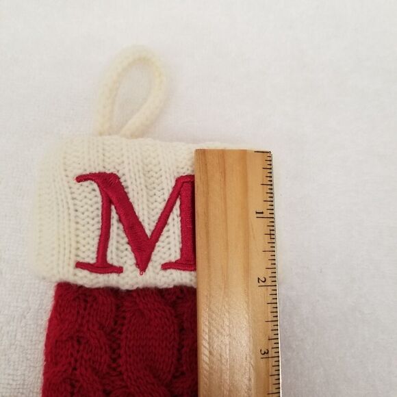 Knit Christmas baby stocking 7" tall monogram M - Picture 4 of 8